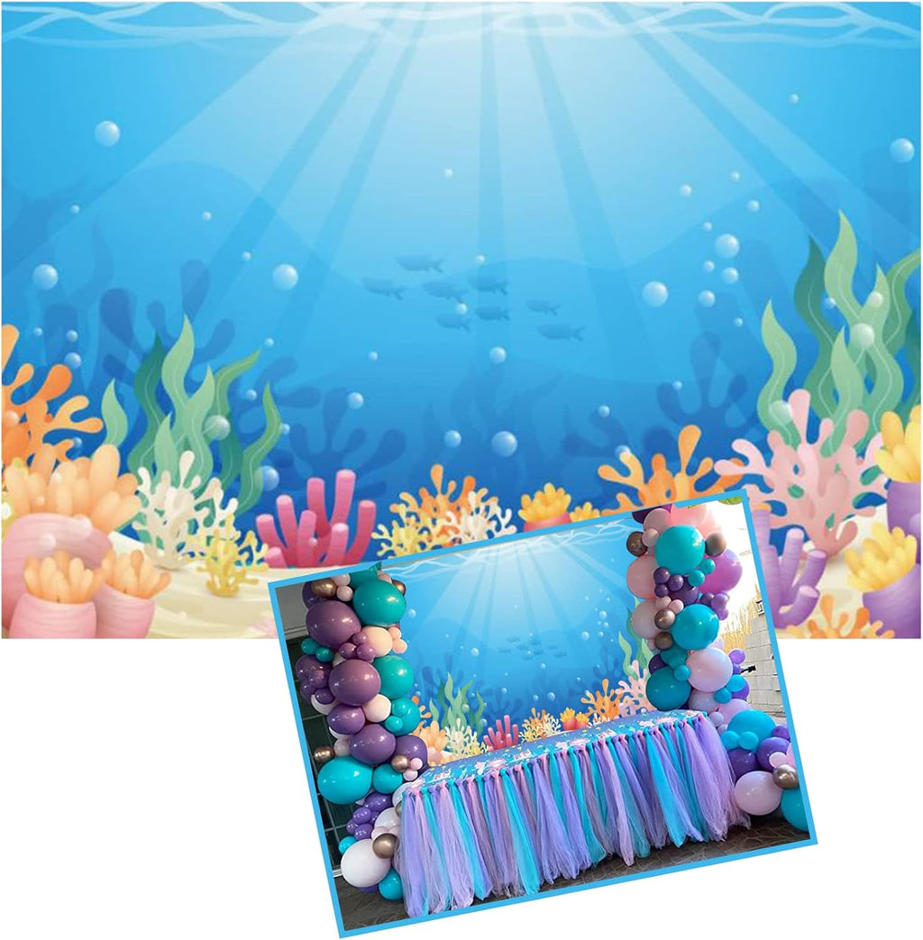5x3FT Underwater World Landscapes Backdrop Colorful Reefs and Algae Decoration Sun Ray Ocean Photography Background Baby Kids Sea Theme Party Backdrops Baby Shower Shoot Photo Video Studio Prop