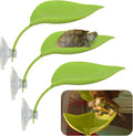 Turtle Basking Platform, 3PCS Tree Frog Tank Accessories, Leaf Shape Bearded Dragon Basking Platform with Suction Cups, Leopard Gecko Tank Accessories, Turtle Tank Decor (Green)