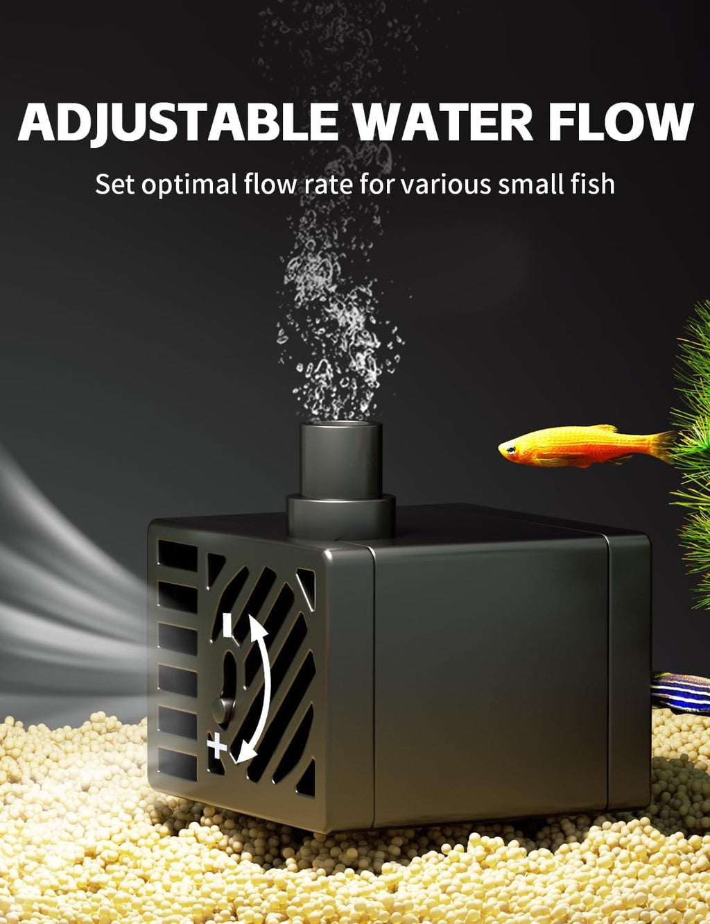2.5 Gallon Fish Tank Small Aquarium Starter Kit with Hidden Filtration, 3 Color Light, Self Cleaning Nano Tank for Betta, Shrimp, Guppy, Angelfish