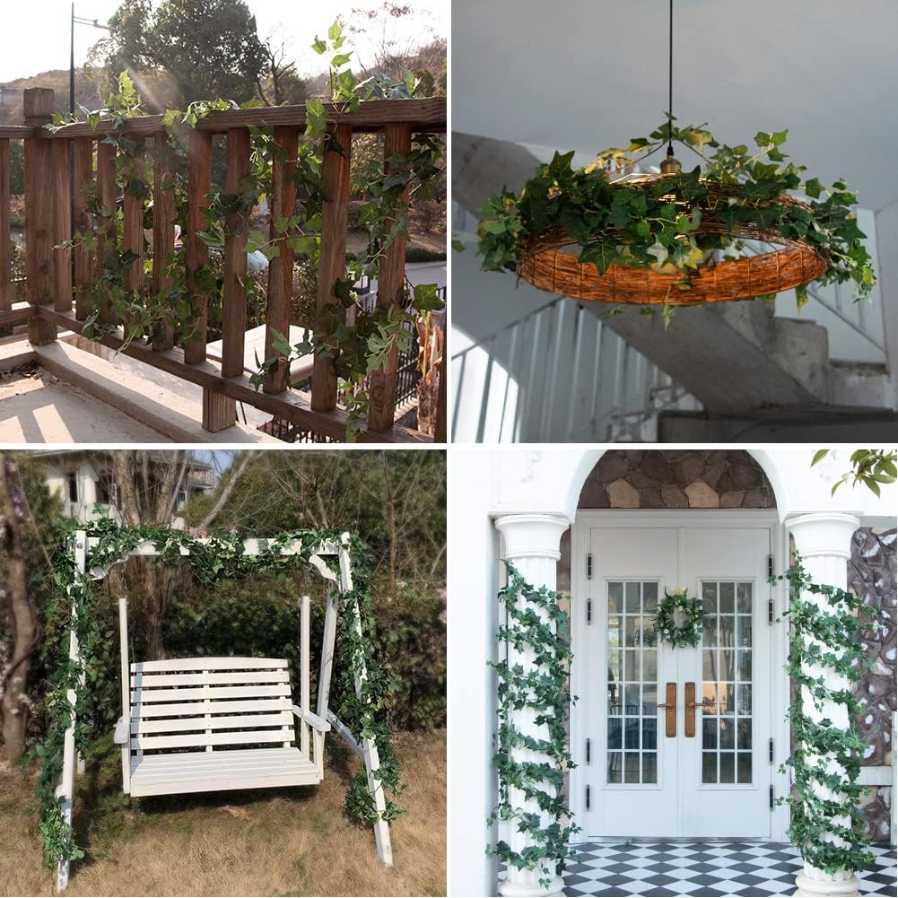 3Pcs Artificial Greenery Ivy Vines Kit, 6FT Odorless Silk Ivy Garland, Green Leaves Fake Hanging Plants, for Boho Decor, Home, Classroom, Wall, Party and Wedding Decoration