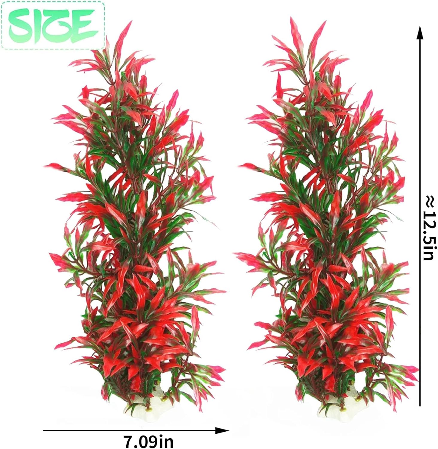 Tfwadmx Large Aquarium Plants Artificial Water Seaweed 2 Pcs About 13 Inch for Fish Tank Decor Plastic Plant for Betta Shrimp Red Gladiolus