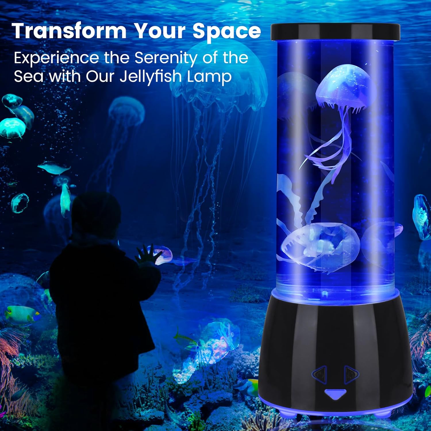 Jellyfish Lamp 17 Color Changing with 4 Modes, Electric Jellyfish LED Mood Lamp Tank Table Night Light Home Decor for Relax, Christmas Birthdays Gifts for Girls Kids Women (Black)