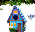 Garden Bird House for Outside Clearance Hanging Outdoors Country Cute Birdhouses for Wren Finchs Chickadee Hummingbird Tree Swallow Cage Kids Nature Lover Bluebird House(Blue)