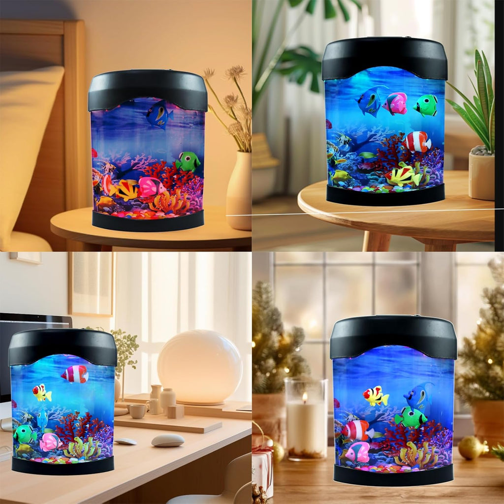Toycol Fake Fish Lamp, Mini Aquarium Light with 6-Color Changing, 5 Fake Fish Table Lamp, Aesthetic & Safety & Humanization, Decor for Home Office Party, Great Gifts for Kids and Adults