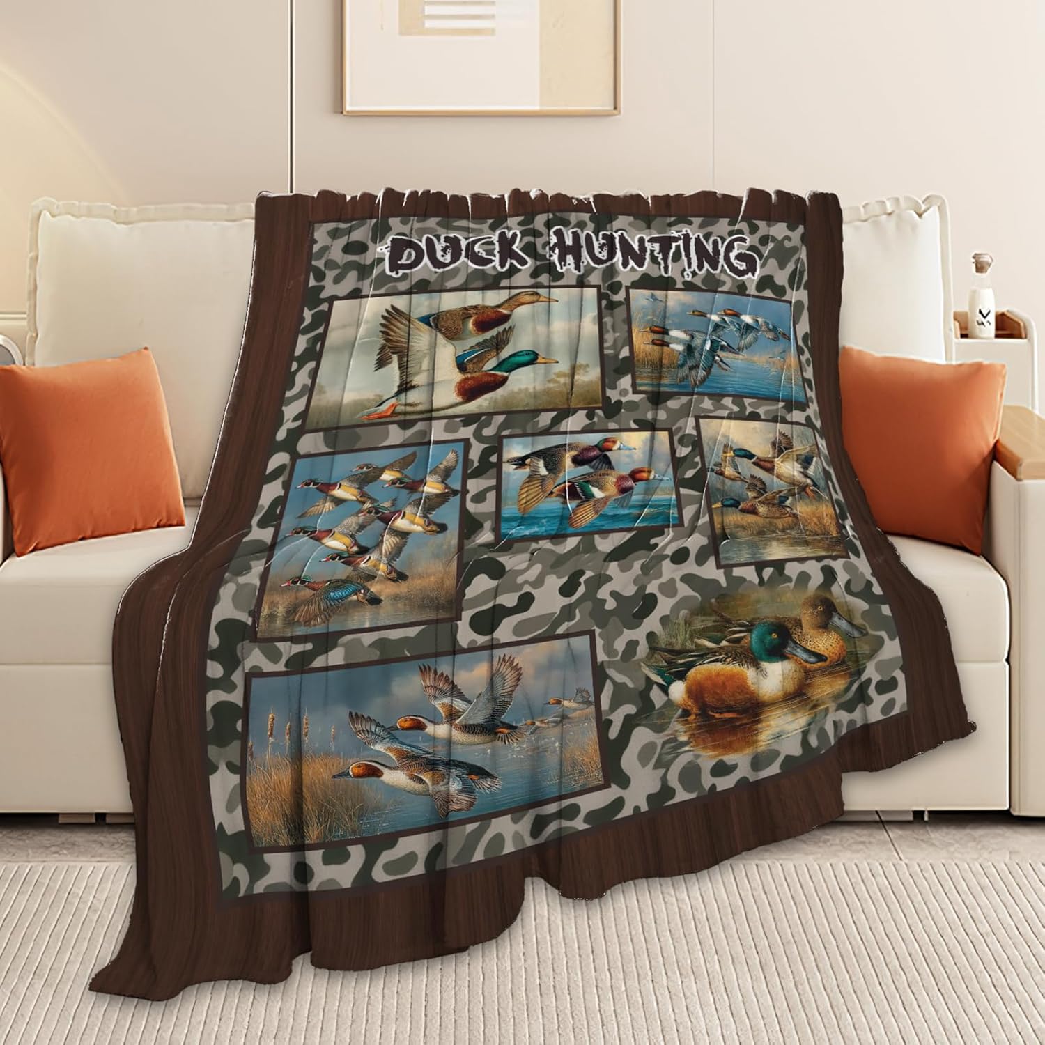 Duck Throw Blanket Hunting Mallard Duck Stuff Gifts for Kids Girls Boys Adults Women Men Soft Cozy Warm Plush Fluffy Fuzzy Fleece Blanket Decor 40''X50''