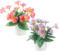 2-Piece Artificial Mums Set & Silk Flowers| Fake Flowers Indoor Planters for Living Room, Bedroom, Bathroom & Office Decor | Boho Style Artificial Plants & Flowers Decor