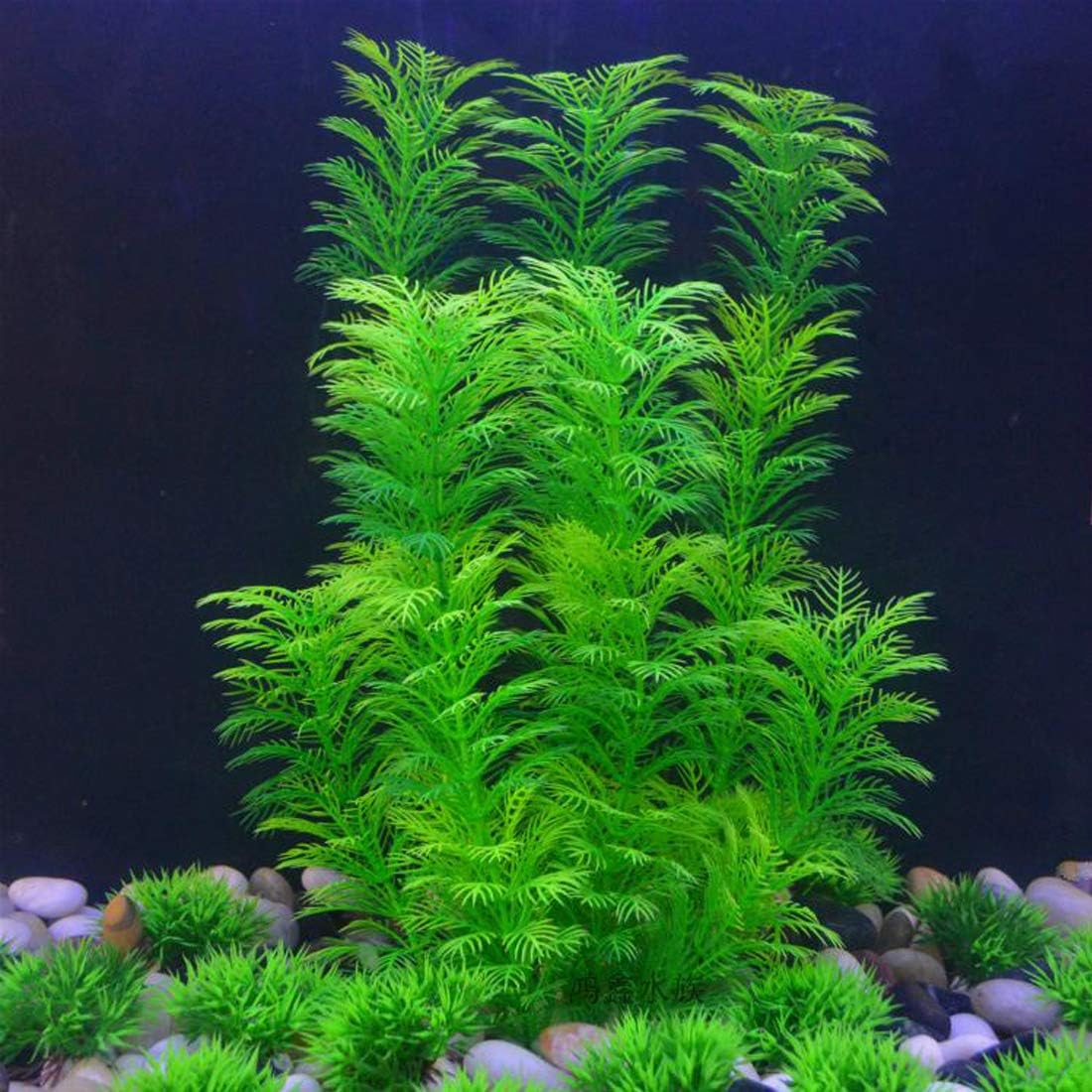 Hamiledyi Aquarium Plants Plastic Decor Fish Tank Green Decorations Plants Ornament Safe for All Fish,Extra Large 23-inch Tall, 2 Pack（Green Style A）