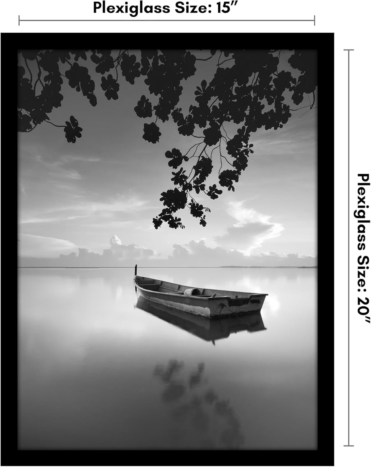 Americanflat 15x20 Picture Frame with Polished Plexiglass - Black Picture Frame - Wide Photo Frames Made of Engineered Wood for Vertical or Horizontal Wall Display - Epic Collection - Black