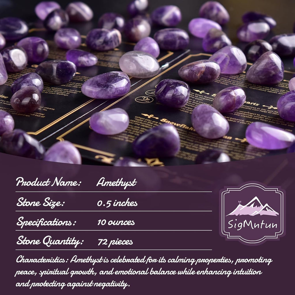 Polished Amethyst Crystals - 0.5" 10 oz Handpicked Natural Tumbled Gemstones Rocks, Pebbles for Reiki, Chakra, Healing Home Decor