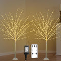 2Pack 4FT Lighted Birch Tree with 400 LED Warm White Lights, 8 Twinkle Modes, Timer, Dimmable Artificial Light Up Twig Christmas Tree for Indoor Outdoor Xmas Holiday Party Decor