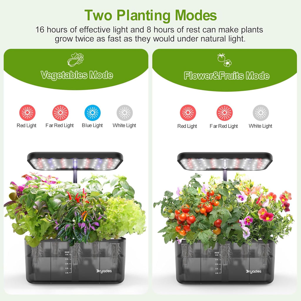 8-Pod Hydroponics Growing System Translucent Indoor Herb Garden with LED Grow Light Smart Quiet Pump Plant Germination Kit for Hydroponic Herbs, Vegetables, Lettuce Harvest on Countertop