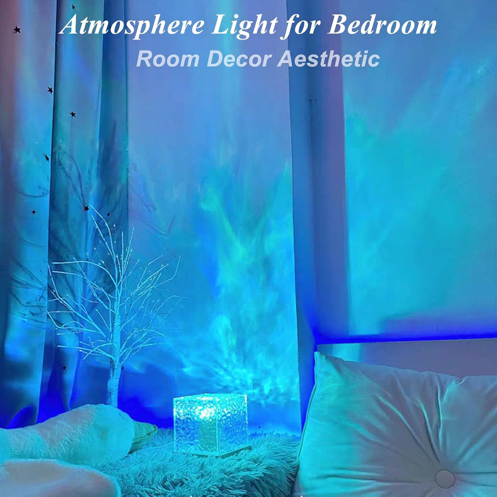 2Pack Aurora Ocean Wave Lights Projector,16 Colors 4 Modes Northern Lights Dimmable Ambient Mood Lighting for Shower,Crystal Color Changing Night Light for Bedroom Playroom Bathroom (Large)