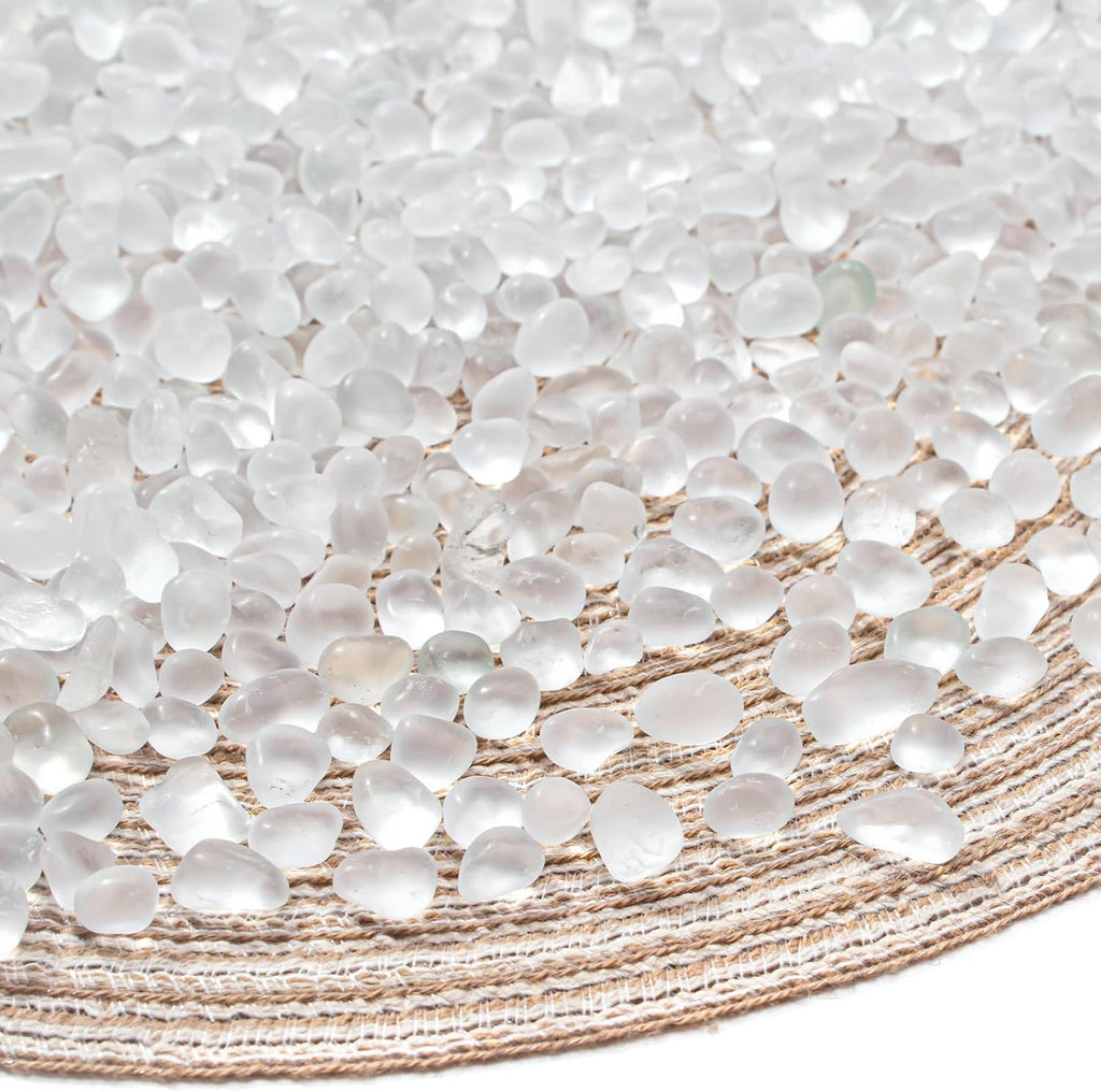 Keedolla 0.5 Lb White Frosted Sea Glass Stones Fish Tank Rocks Gravel Aquarium Glass Pebbles Marbles Gemstones for Vase Fillers, DIY Crafts, and Home Decor