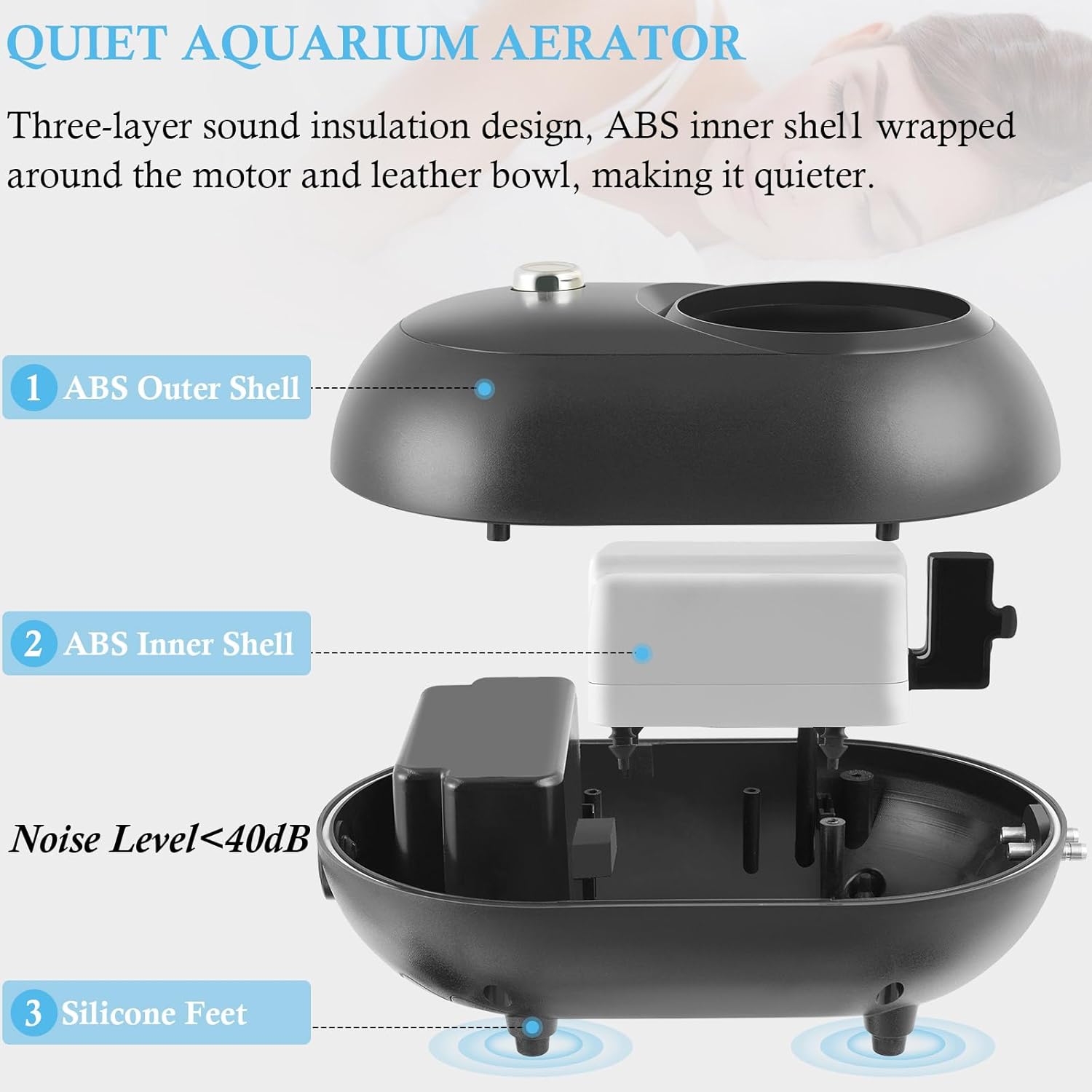 FEDOUR 6W Aquarium Air Pump with Ozone, Powerful Adjustable Fish Tank Oxygen Pump for up to 300Gallon Tank, Quiet Aquarium Air Bubbler (6W with Ozone for up to 300gallon)