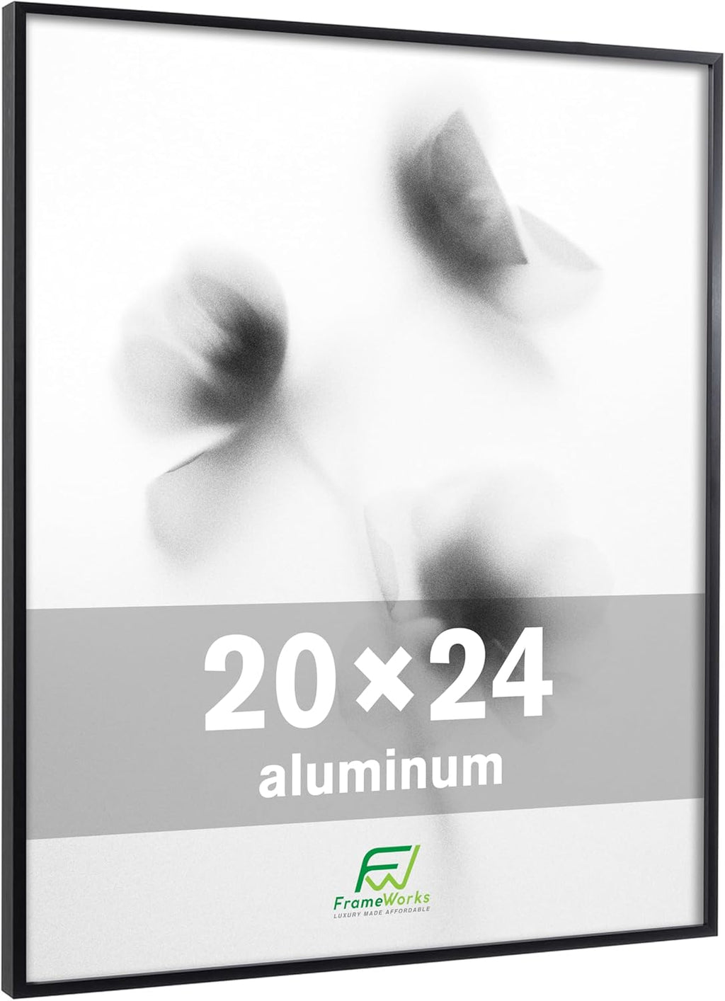 FrameWorks 20x24 Brushed Aluminum Poster Frames – Modern Brushed Metal Design w/Shatterproof Plexiglass, Perfect for Posters, Artwork, Paintings, Wall Displays – Home or Office Decor, Black - 1 Pack