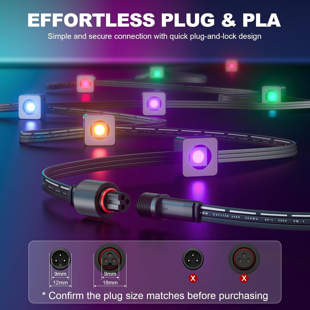 Permanent Outdoor Lights Extension Cable,H705A H705B H705C H706A H706B H706C,3 Pin Power Cord, Compatible with Go-ee Permanent Outdoor Lighting Systems (Black 13FT Extension Cable)