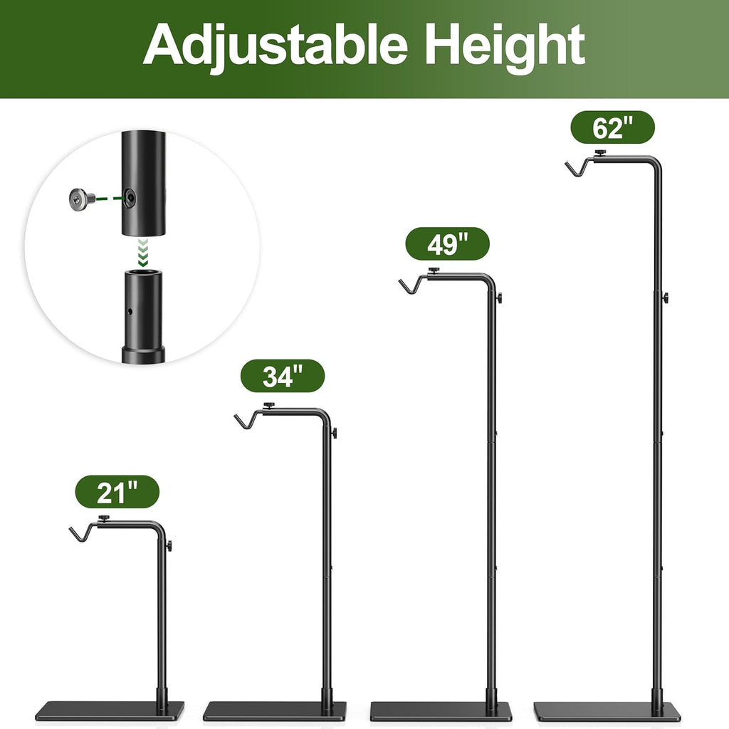 Reptile Heat Lamp Stand Adjustable 21"-62" – Metal Light Holder with Heavy Base for Bearded Dragon, Turtle, Snake, Lizard – Aquarium and Terrarium Heating Lamp Fixture