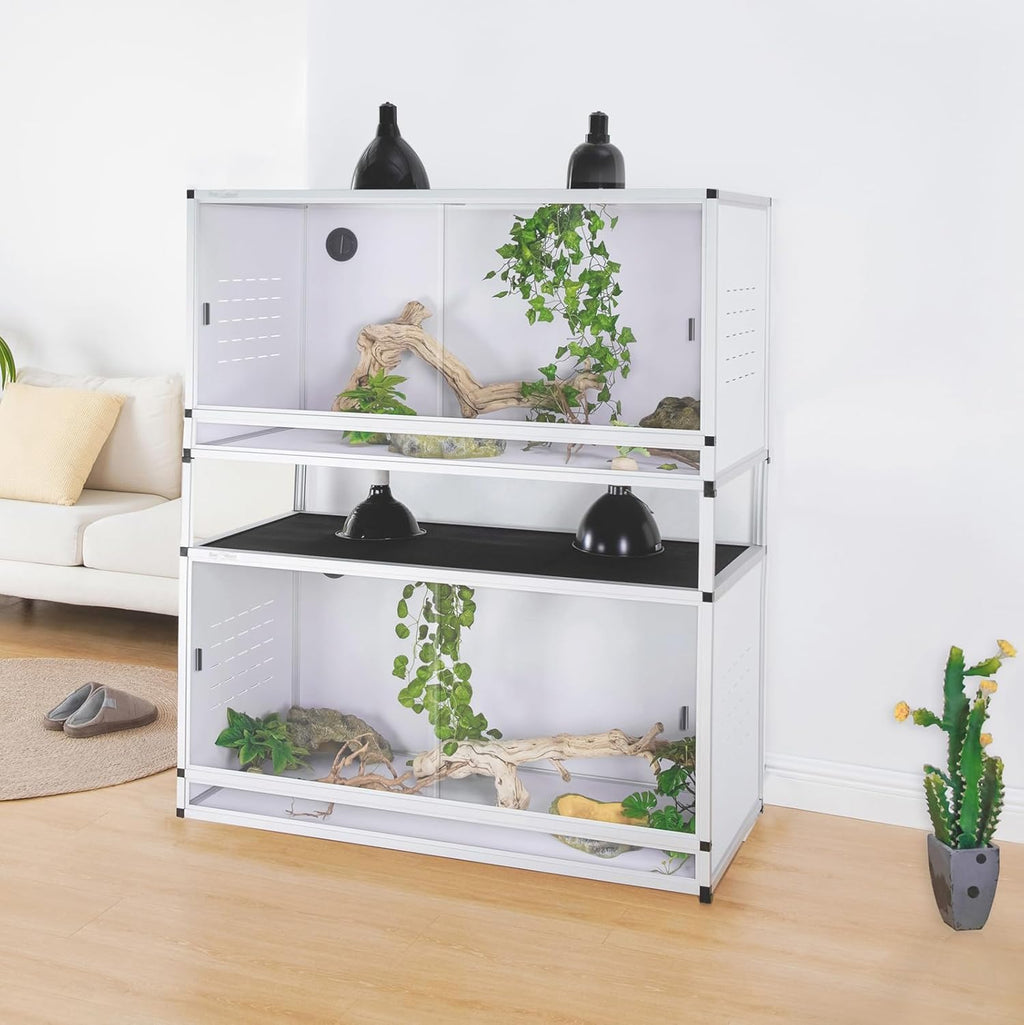 Reptile Enclosure 40x16x16'' Large Reptile Terrarium Habitat Tank for Bearded Dragon Gecko Lizard Snake, 44 Gallon Wide Breeding Lounge Vivarium Area with Sliding Doors Lock