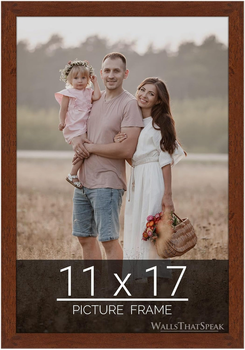 wallsthatspeak 11x17 Dark Walnut Rustic Pine Picture Frame for Puzzles Posters Photos or Artwork