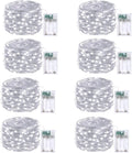 8-Pack Fairy Lights Battery Operated with Remote & Timer & 8 Modes, Waterproof 16 FT 50 LED String Lights Outdoor Indoor, Battery Twinkle Lights for Christmas Bedroom Centerpiece Décor (Cool White)