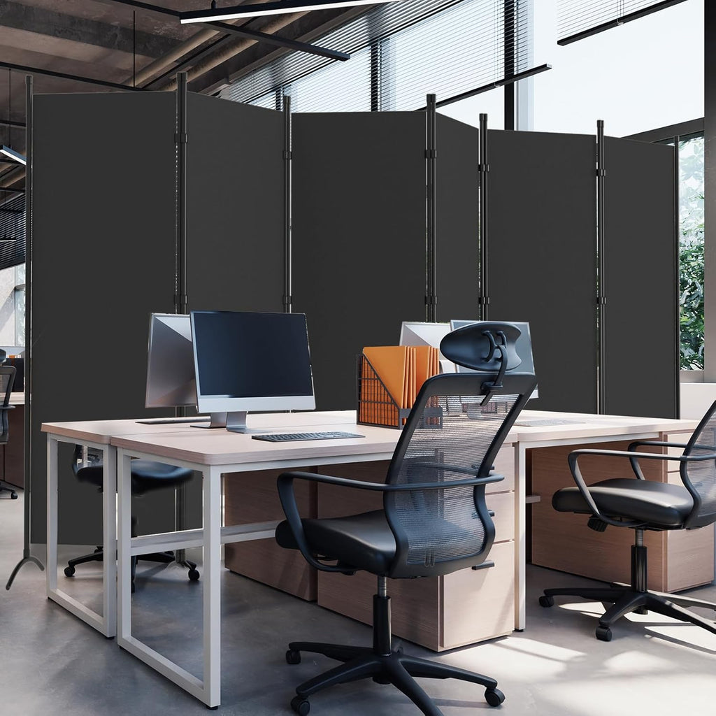 Room Divider, 6 Panel Room Dividers and Folding Privacy Screens, 6FT Partition Room Office Wall Divider for Separation 200" W Fabric, Portable Freestanding Room Divider Wall (Grey)