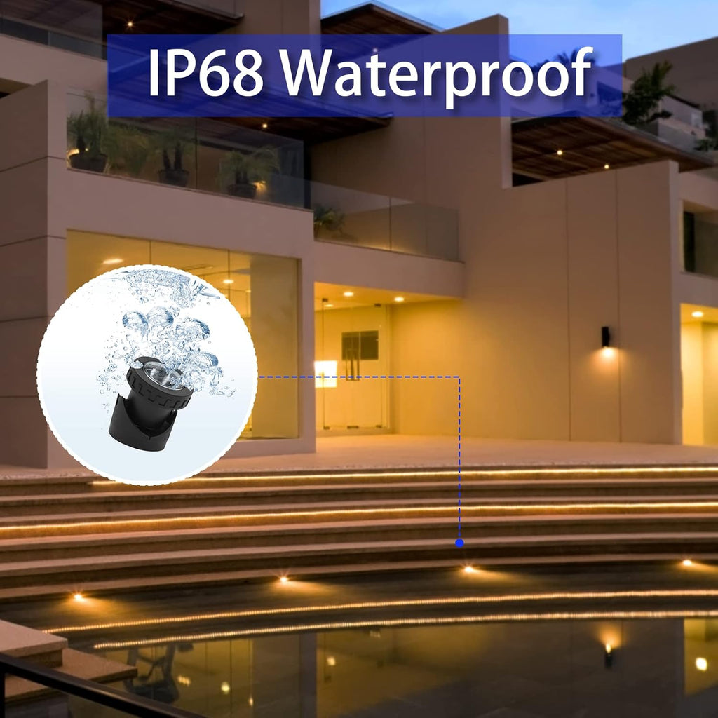 Warm White Pond Lights, Underwater Landscape Spotlights, IP68 Waterproof Submersible Fountain Lights for Garden Yard Aquarium Pond Fountain Waterfall (3 Lights)