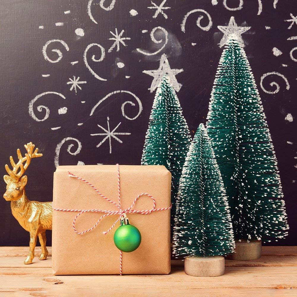 9PCS Artificial Christmas Trees,Sisal Snow Frost Trees Bottle Brush Trees Mini Christmas Tree Pine Tree for DIY Room Decor Home Table Top Decoration