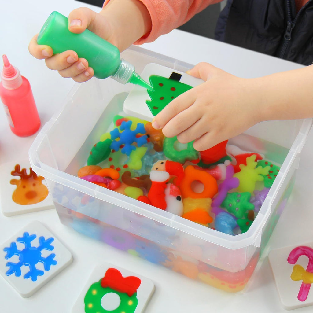MINISENTIALS Magic Water Elf Toy Kit - Aqua Elves Gel Kit - Christmas Theme 20 Colors Fairy Gel 10 Molds Squishy Maker - Party Favor Birthday Art DIY STEM Gifts for Kids