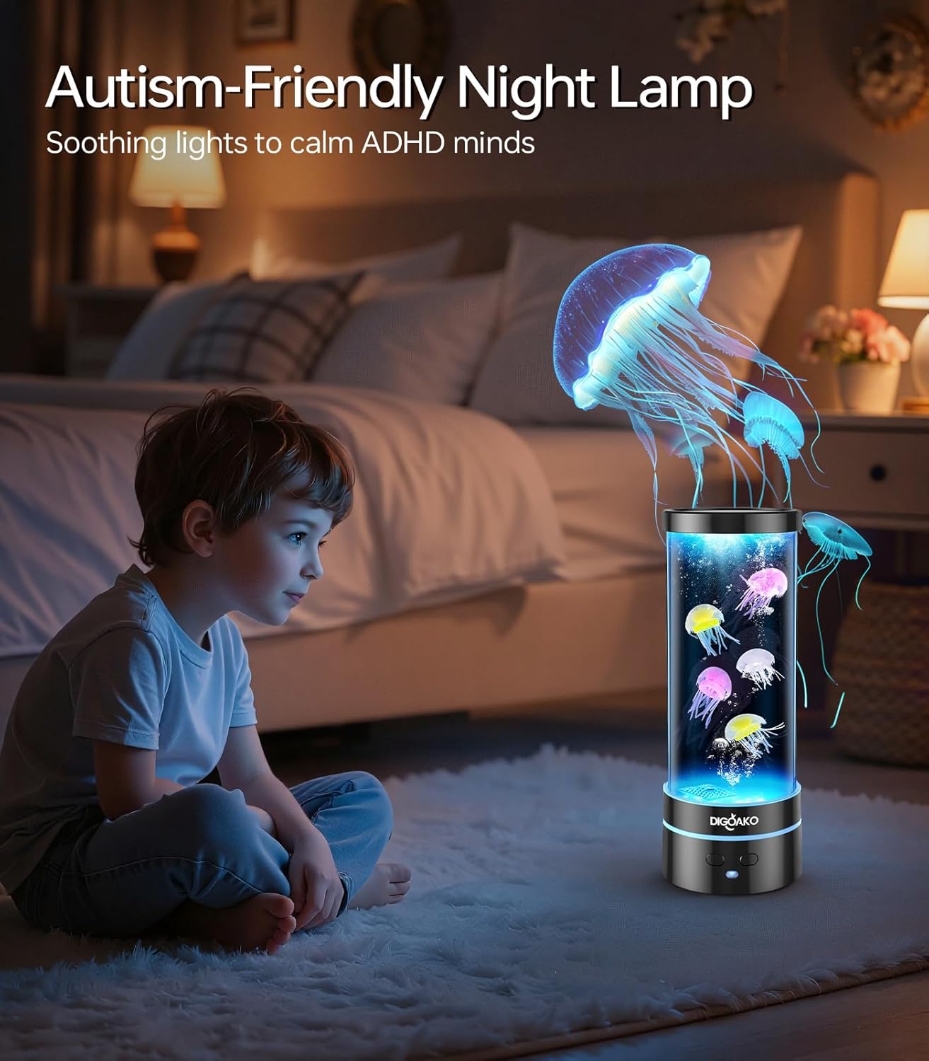 Jellyfish Lamp: LED Jellyfish Tank Lamp, 17 Color Changing Dimmable Aquarium Night Light for Home Office Decor Birthday Christmas Gifts for Adults Kids(LED Decorative)