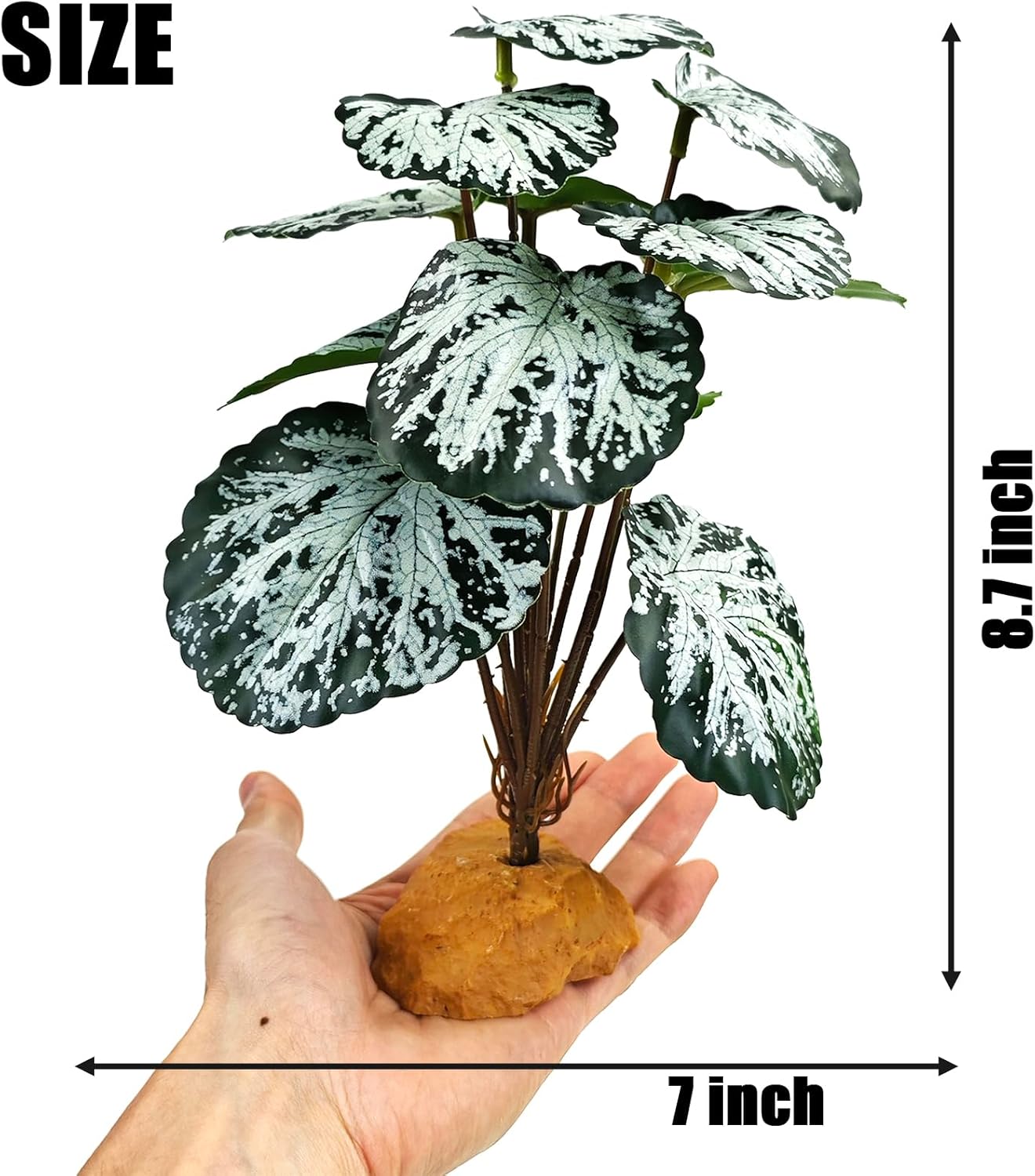 Woyrise Reptile Artificial Plants for Terrarium Decor, Amphibian Habitat Decorations Bearded Dragon Tank Accessories fit Crested Gecko Leopard Lizard Chameleon Snake Frog - Fake Spots Heuchera