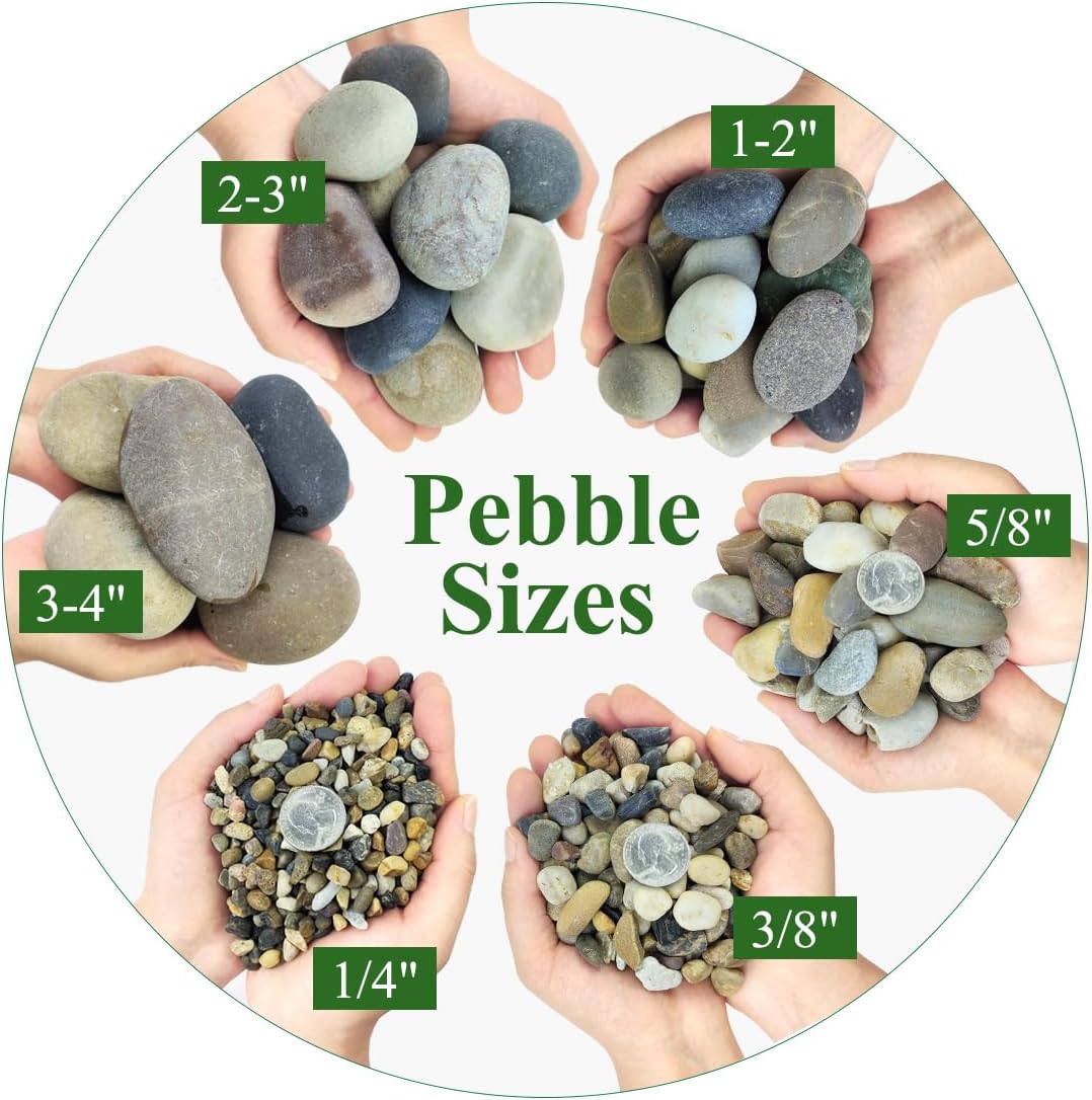 Natural River Rocks, Small Rocks for Plants Decorative Polished Pebbles for Fish Tank, Gardening, Flower Pots, Vase Fillers, Indoor Water Fountains, Landscaping, 40lbs, 2-3 Inch
