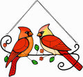 Cardinal Bird Stained Glass Window Hanging, Sun Catchers Indoor Panel, Nautical Suncatcher Decor for Home, Wall, Garden, Coastal Ornament, Gift for Women and Mom