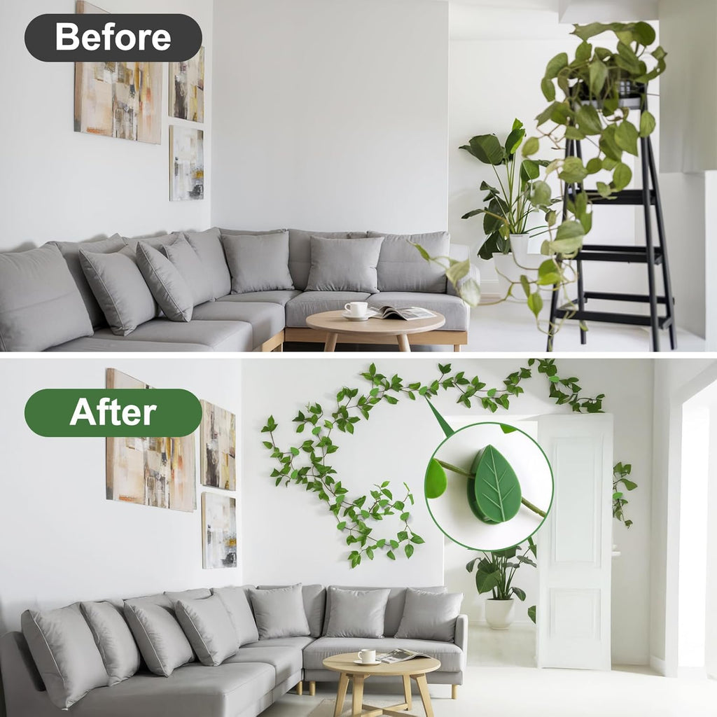 60 Pcs Plant Wall Clips, Plant Climbing Wall Fixture Clips, Wall Vines Fixing Clips with 72 Adhesive Stickers, Self-Adhesive Plant Fixer for Vine Support and Indoor Outdoor Decoration