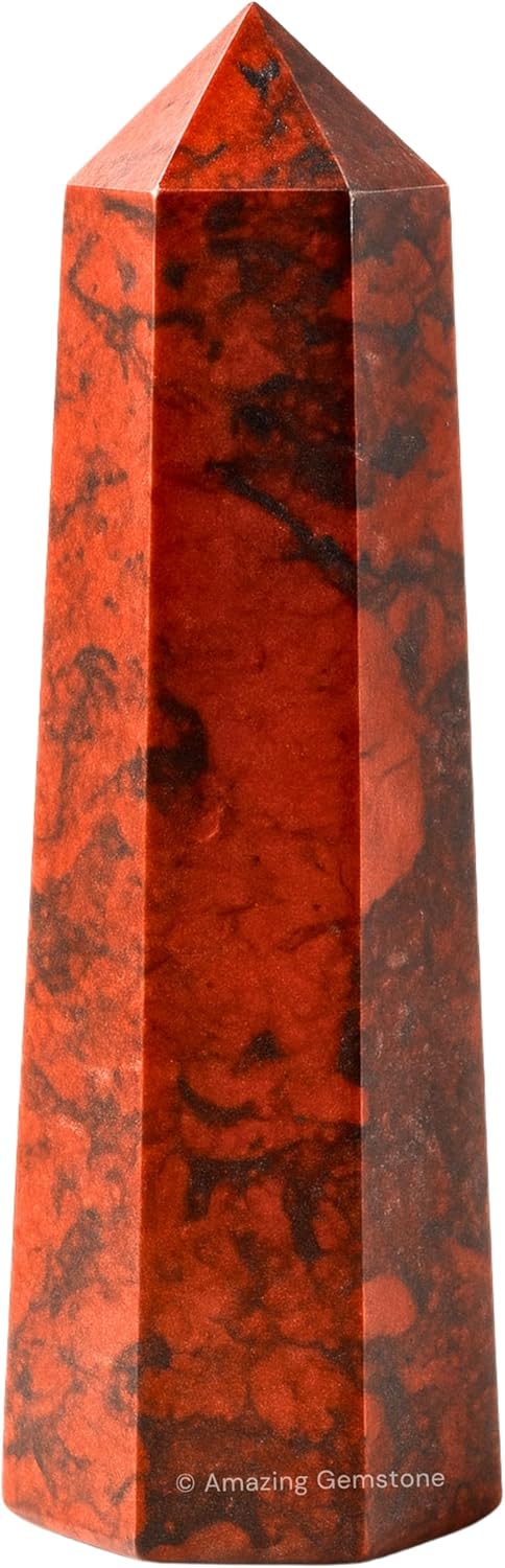 Amazing Gemstone Red Jasper Hematite Crystal Towers - Natural Healing Crystal Point Obelisk for Reiki Healing and Crystal Grid (3 Inch to 4 Inch)