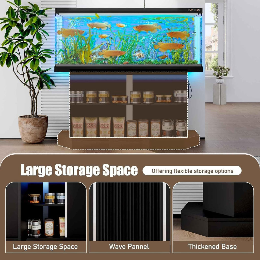 Fish Tank Stand for 55-75 Gallon Aquariums with Built-in Power Station, 880LBS Capacity Aquarium Cabinet, MDF Storage Base for Large Fish Tanks & Reptile Terrariums