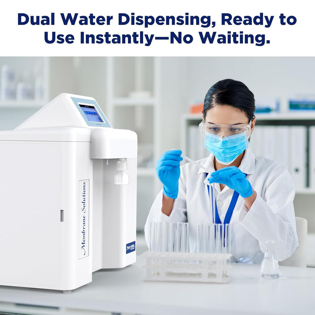 Membrane Solutions Ultrapure Water Equipment, Laboratory Deionized Water System 9-Stage RO Water Purification Equipment with CE & FCC Certified, Touchscreen Control(15L/h)