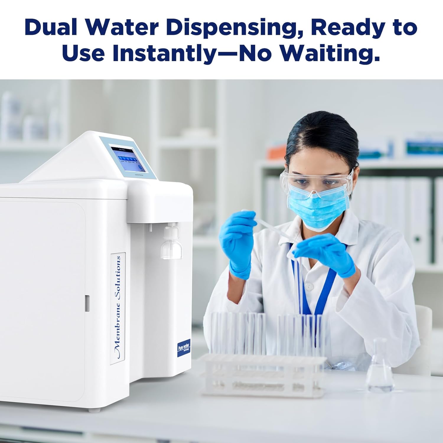 Membrane Solutions Ultrapure Water Equipment, Laboratory Deionized Water System 9-Stage RO Water Purification Equipment with CE & FCC Certified, Touchscreen Control(15L/h)