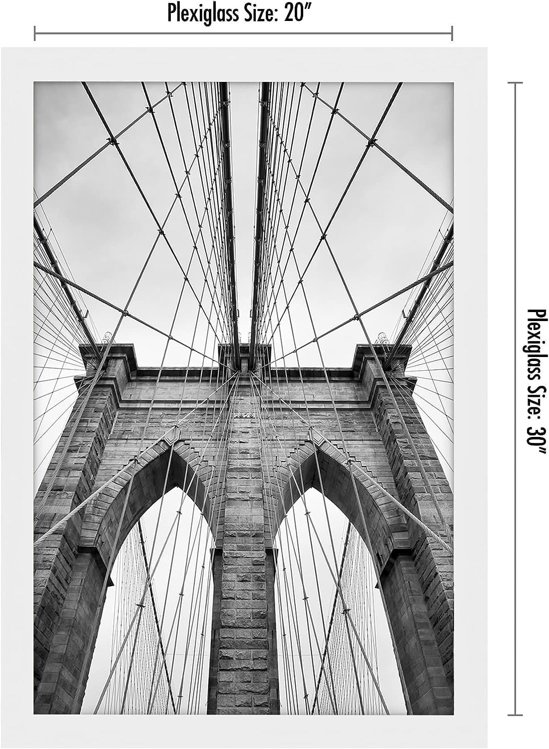 Americanflat 20x30 Poster Frame with Polished Plexiglass - White Picture Frame - Wide Photo Frames Made of Engineered Wood for Vertical or Horizontal Wall Display - Epic Collection - White