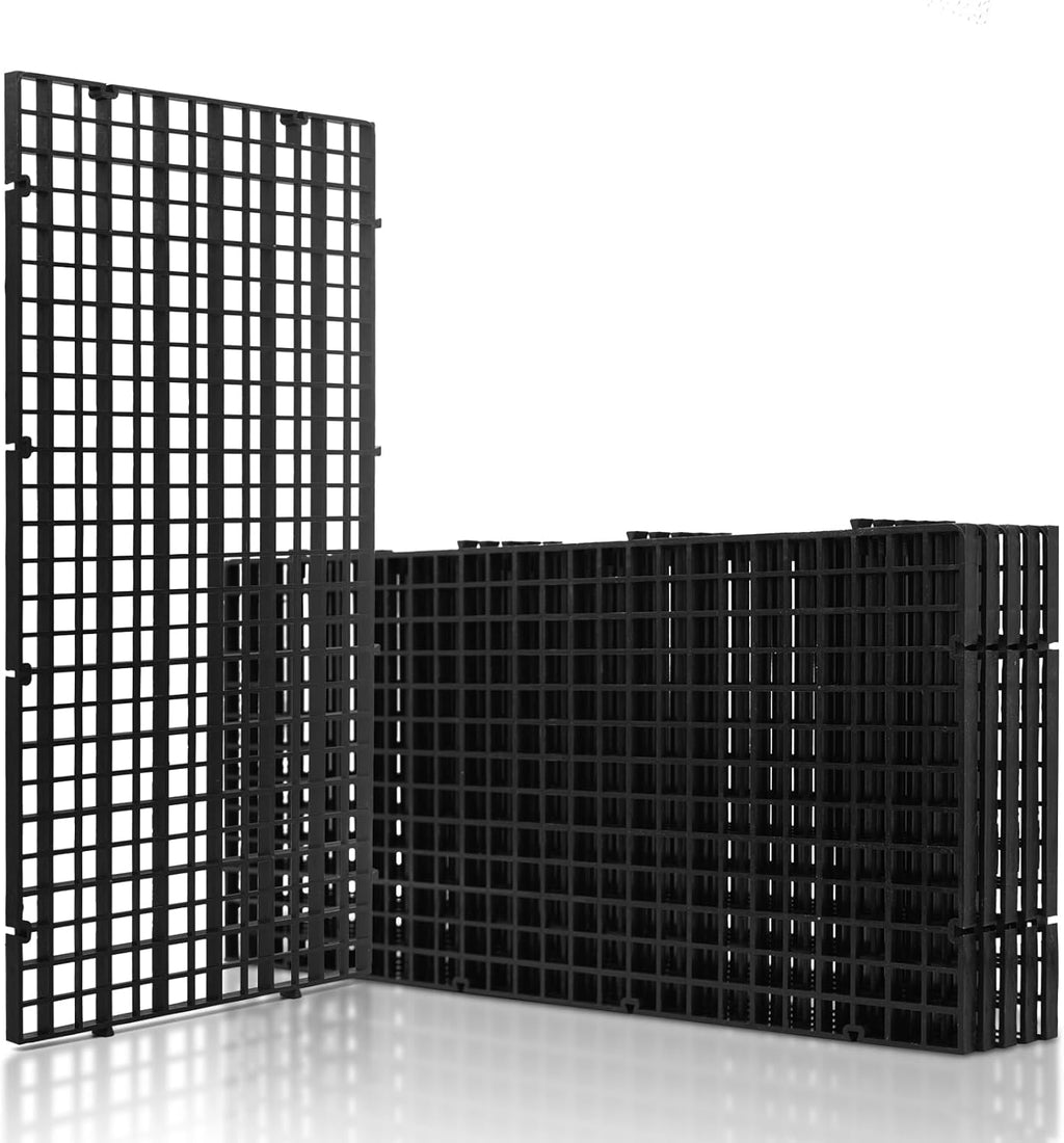 LINLAN 6 Pieces 5.9x11.8in (15X30cm) Aquarium Grid Plastic, Fish Tank Divider, Egg Crate for DIY Filtration and Bottom Protection in Aquascaping (Black-No Accessories)