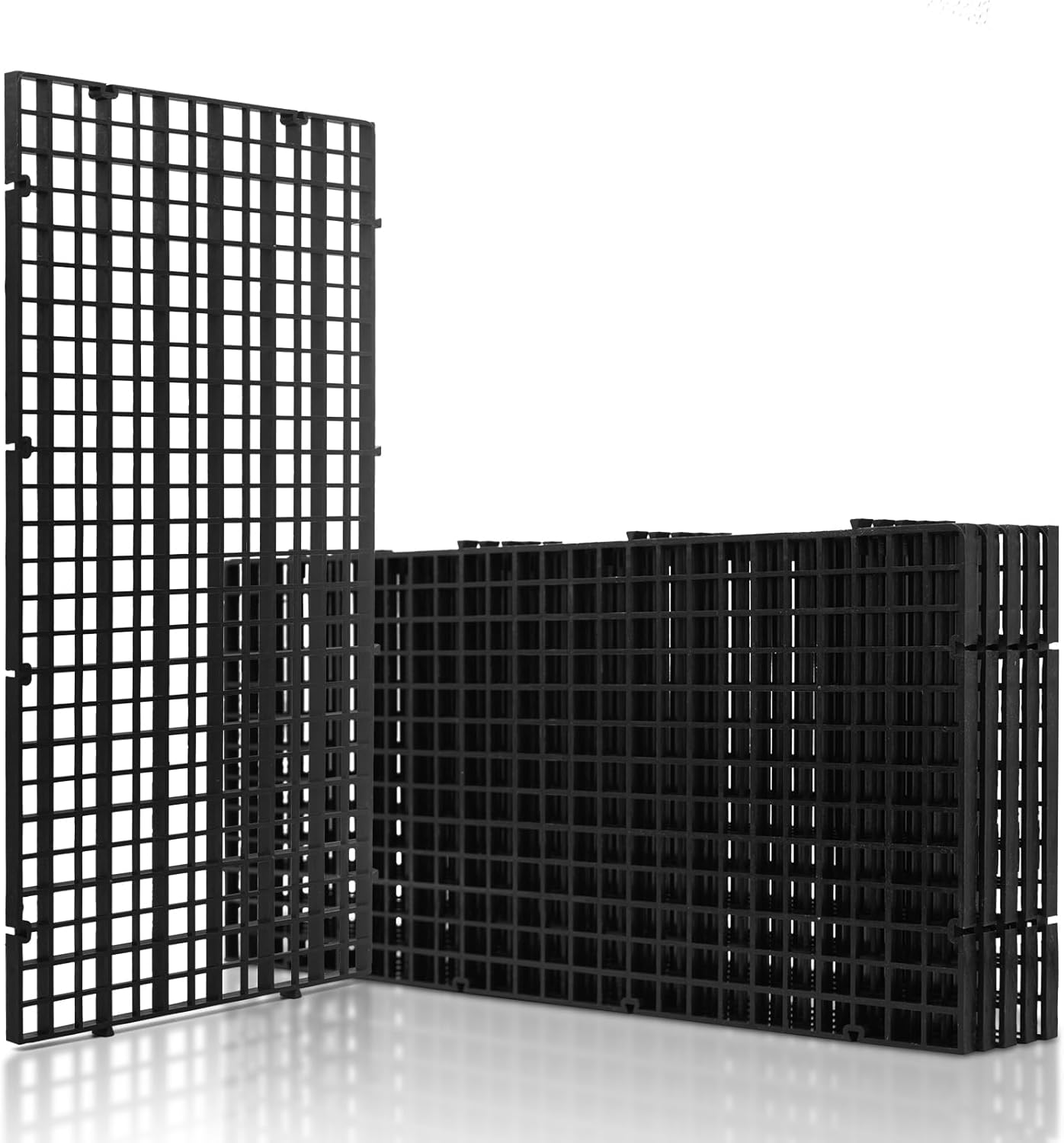 LINLAN 6 Pieces 5.9x11.8in (15X30cm) Aquarium Grid Plastic, Fish Tank Divider, Egg Crate for DIY Filtration and Bottom Protection in Aquascaping (Black-No Accessories)