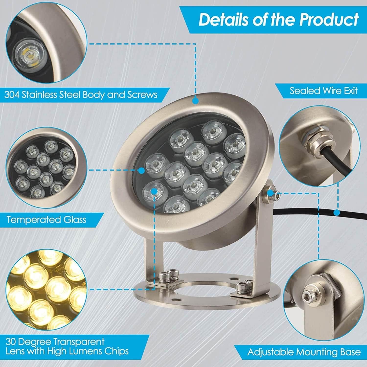 JSN&PC LED Underwater Lights 24W Warm White Color DC12V Pond Light for Party Swimming Pool Home Garden Fountain Water Rockery Grass Land
