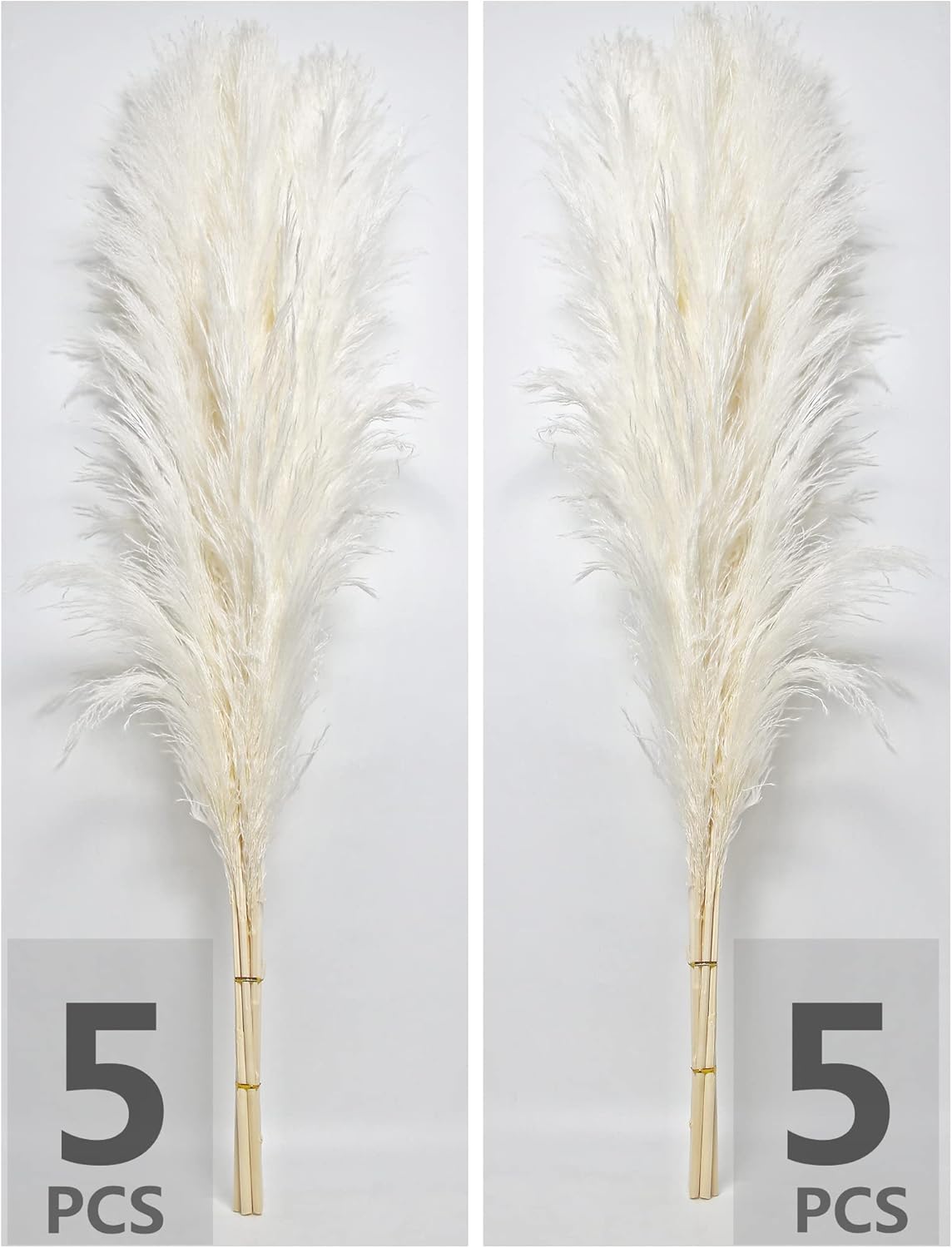 10 Stems 46" inch White Pampas Grass Decor Tall, Large Pompas Grass, Boho Neutral Home Decor Bouquet, Fluffy Pampass Grass for Floor Vase Wedding Floral Arrangements Wall Farmhouse Table Decor