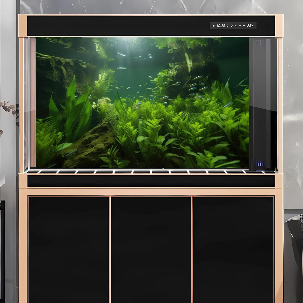 Underwater Aquarium Background Lush Green Aquatic Seagrass with Sunbeams Fish Tank Background Underwater Stone with Moss Tropical Fish Terrarium Background Underwater Fish Tank Backdrop 72x18in