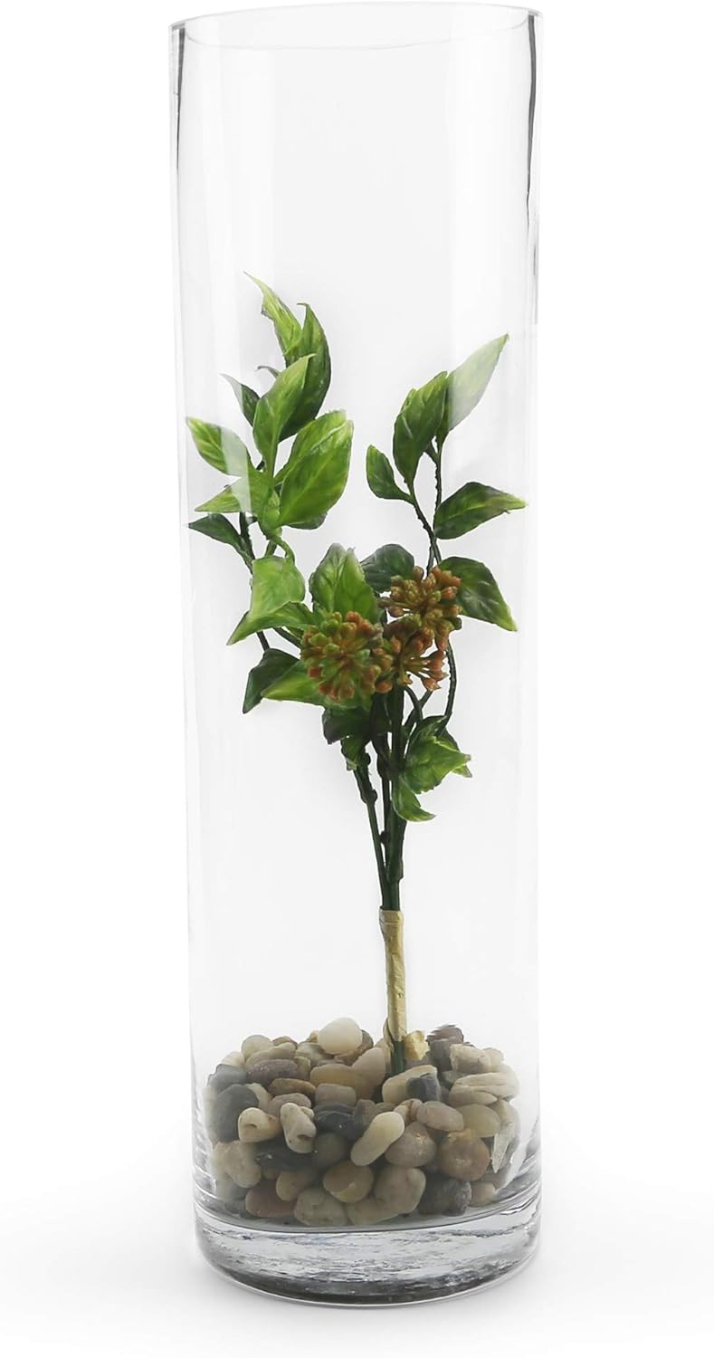 WGVI Quality Thick Weighted Tall Clear Cylinder Glass Vases, 4" W x 14" H, Flower Arrangement Floating Candle Holders Wedding Centerpieces Floral Container Home Decor, Bulk Wholesale, 6 Pcs