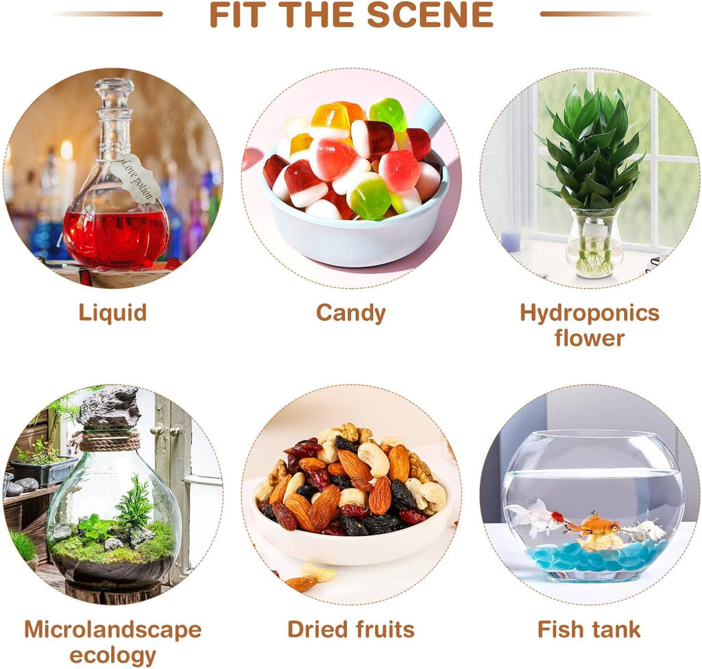 2pcs Round Glass Jar Terrarium Container Ball Succulent Plant Terrarium Buds Vases Easter Candy Jar Message Wishes Bottle with Cork Lid for Plant 10x11cm