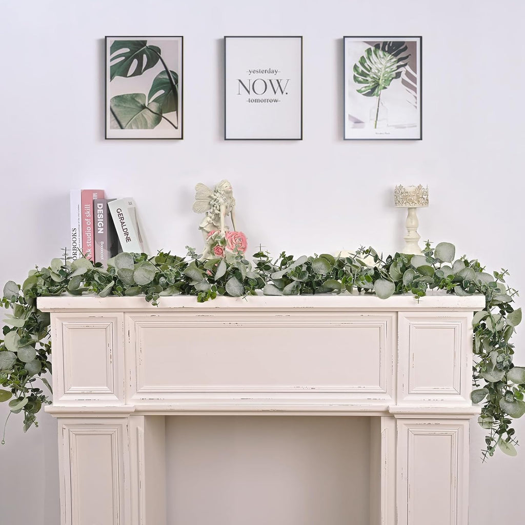 Dolicer 10 Packs 6FT Artificial Eucalyptus Garland, Faux Greenery Garland Hanging Fake Silver Dollar Eucalyptus Leaves Vines for Wedding Backdrop Arch Table Wall Party Home Decor