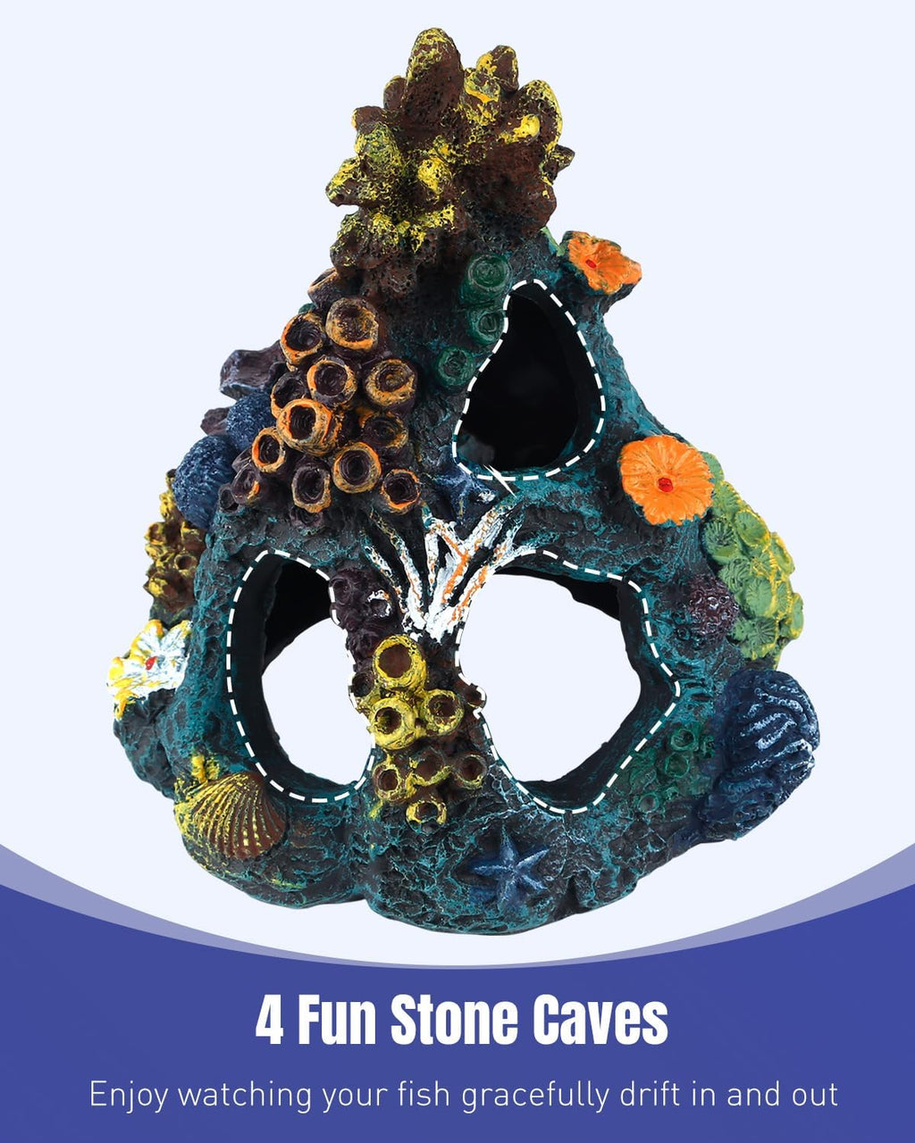 Uniclife Aquarium Decor, Fish Tank Decorations, Realistic Resin Coral Reef Rock Ornament & Plants Set for Fish Tank Decor, Colorful Aquarium Cave Decorations for Freshwater & Saltwater Tanks
