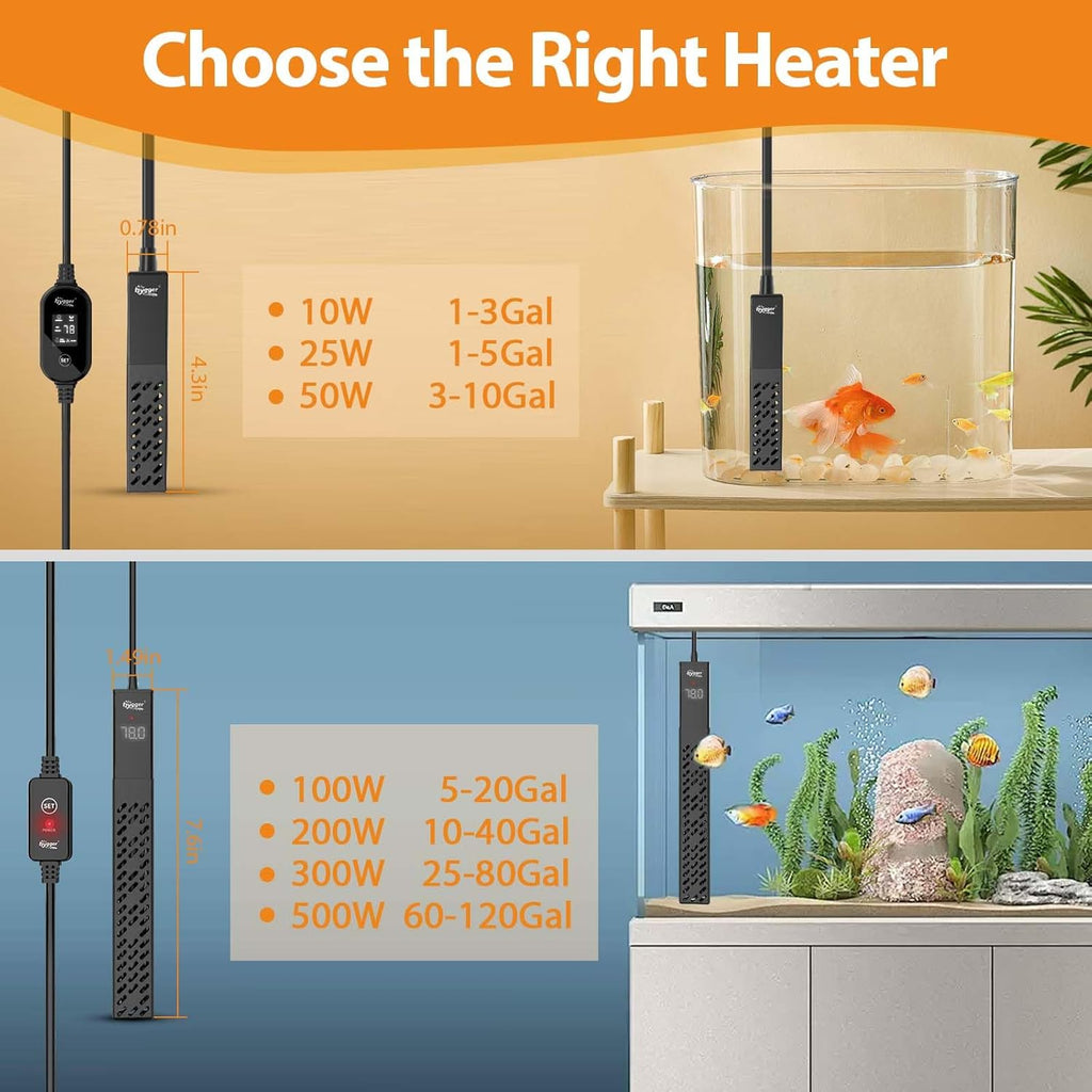 hygger Upgrade Ceramic Aquarium Heater, 500W Digital Fish Tank Heater with Automatic Power-Off and Over-Temperature Protection, Energy Saving Submersible Aquarium Heater for Freshwater and Saltwater