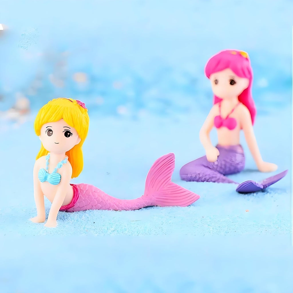 Pink Mermaid Figurine Aquarium Ornament, Mini Micro Landscape AccessoryMini Mermaid for Fairy Garden Accessories, Fish Tank Aquarium Decor, Cake Topper,Ocean Animal Theme Decor