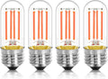 4 Pack 3.2 Inch T10 Pink Light Bulb, E26 Base Edison Bulbs Dimmable, AC 120V 60 Watt Equivalent Clear Glass Filament Bulb, Halloween Christmas Party Bar Colored Light Bulbs, UL Listed
